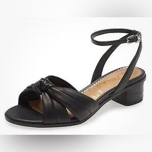 Sam Edelman Ingrid Black Leather Open Toe Ankle Strap Block Heeled Sandals
